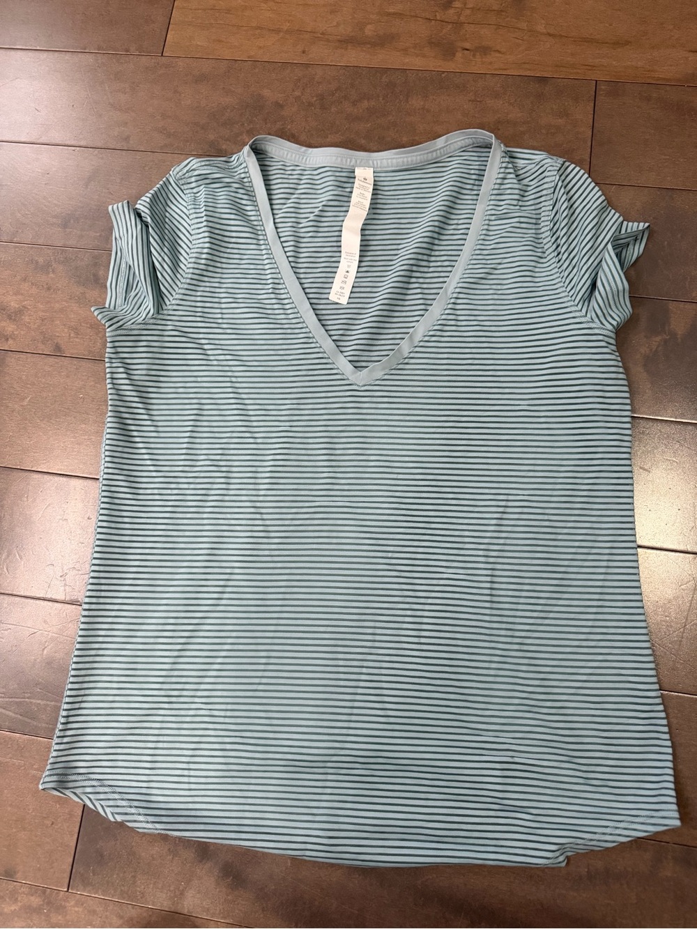 lululemon athletica Striped V-Neck Short Sleeve Tee - Size 4